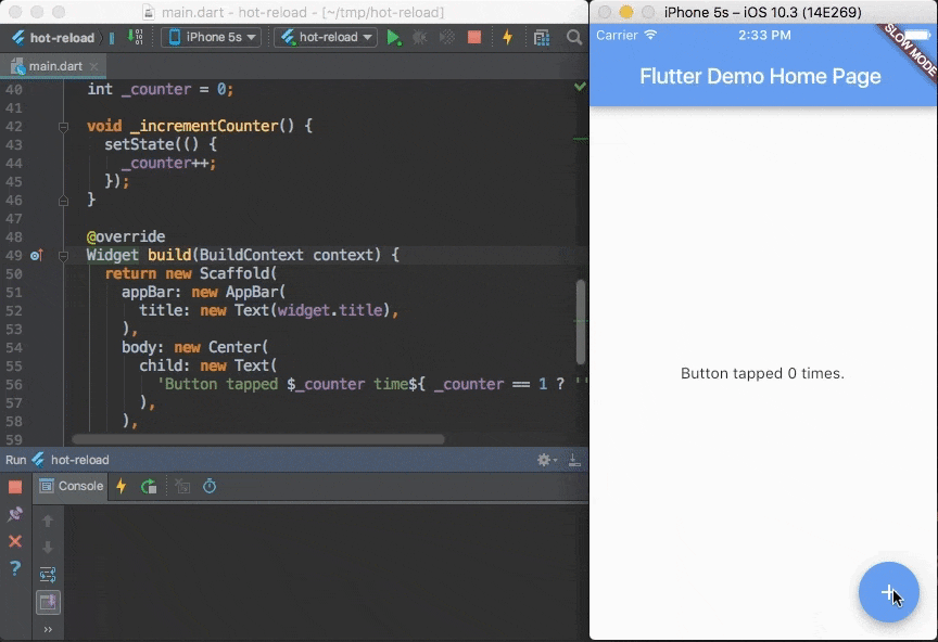 Exemple d’application de hot reload sur flutter
