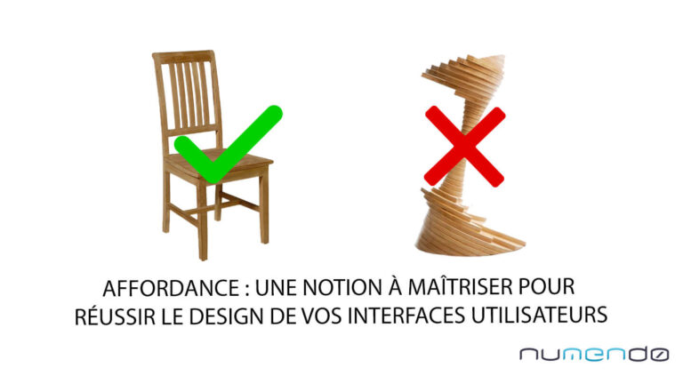 Vignette de l'article traitant de l'affordance. On y voit deux chaises avec des designs différents.