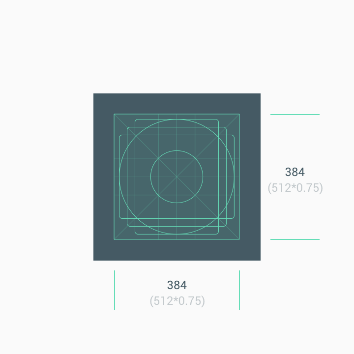 grille représentant les dimensions à respecter pour faire une icône Google Play Store